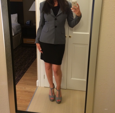 Posing in a business suit