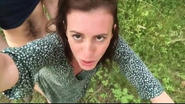 Selfie sex in the woods, just lift up my dress and fuck me!